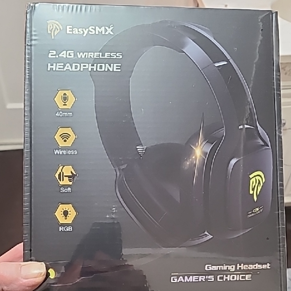 Black Wireless Gaming Headset with RGB Lights